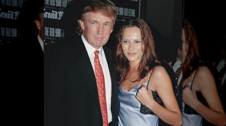 Melania Trump with uneven hair color and Donald Trump