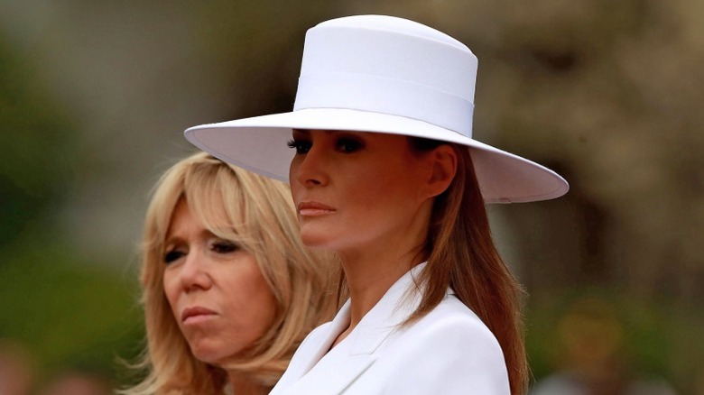 Melania Trump stands by Brigitte Macron