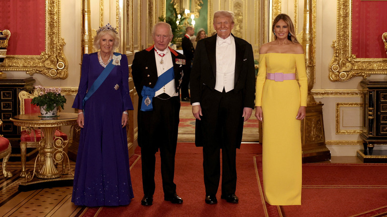 Queen Camilla, King Charles III, Donald Trump, and Melania Trump at the state banquet
