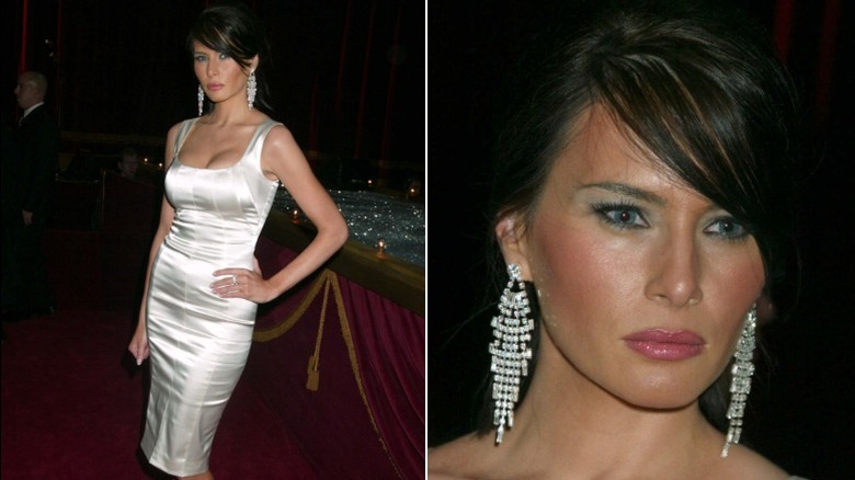 Melania Trump wears bold earrings at a fashion show