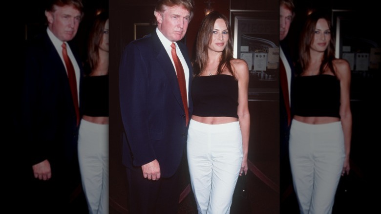 Donald Trump and Melania Knauss arrive at a movie premiere