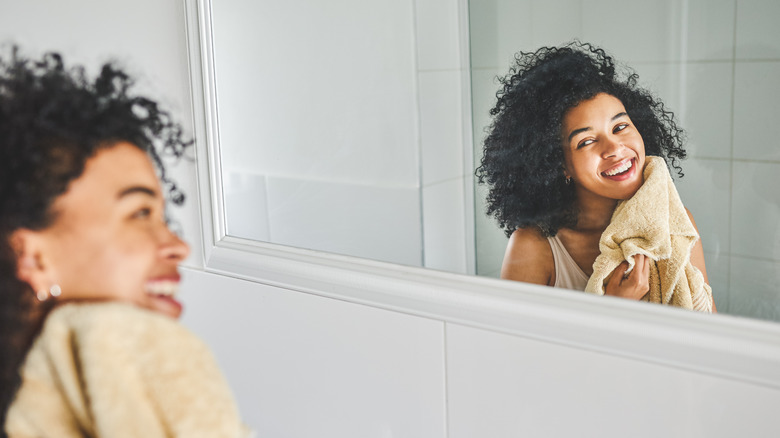 Woman using a towel