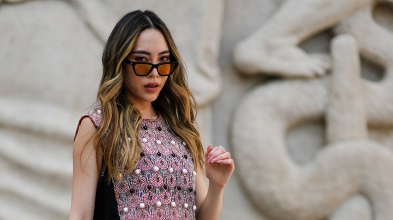 woman with dark honey hair