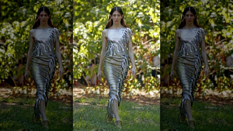 model at Eckhaus Latta show