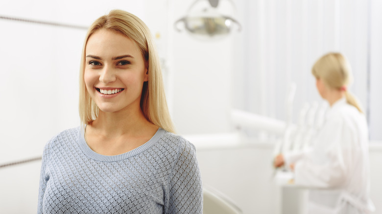 woman leaving doctor's office