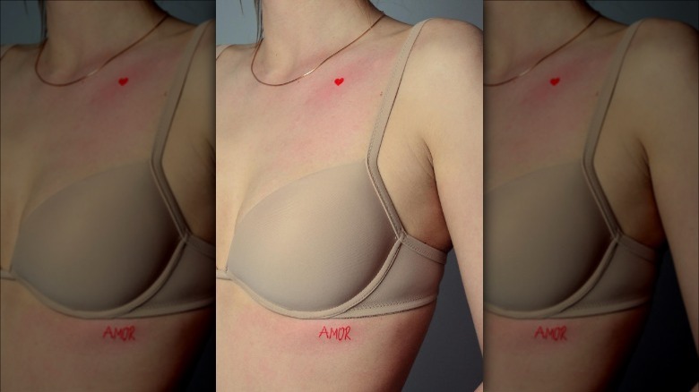 heart tattoo on a collarbone