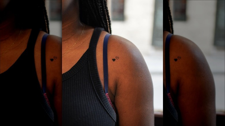 heart tattoos on a shoulder