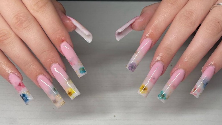 french tip milk bath nails