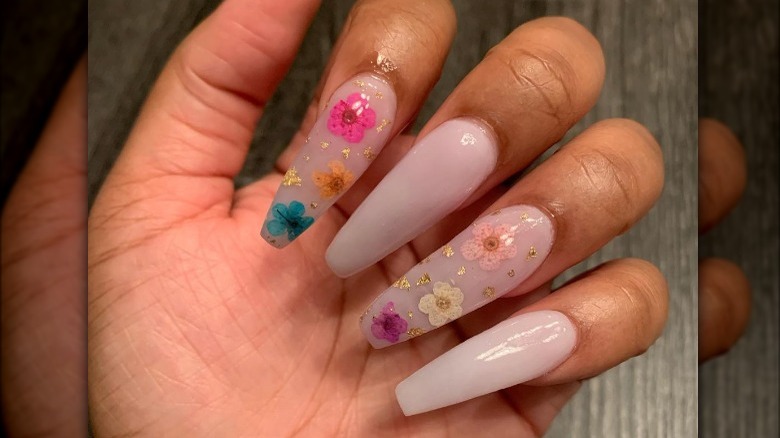 floral milk bath nails