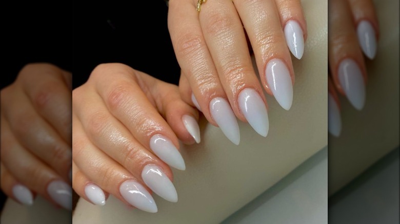 Plain milky white nails