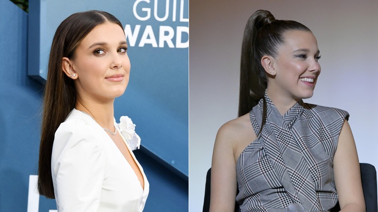 Millie Bobby Brown with long brown hair in 2020.