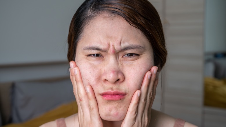 woman with irritated skin