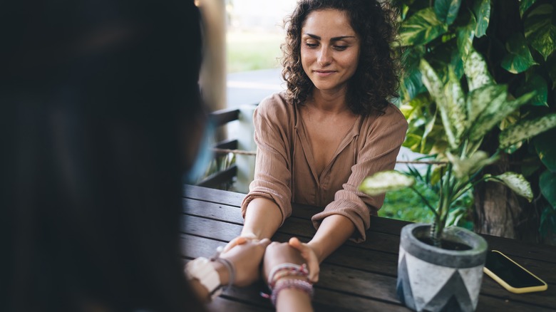 Two women having heart-to-heart