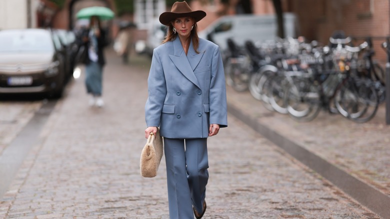 woman wearing suit outfit
