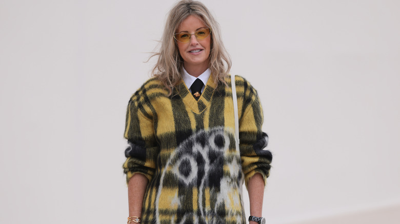 woman wearing mohair sweater