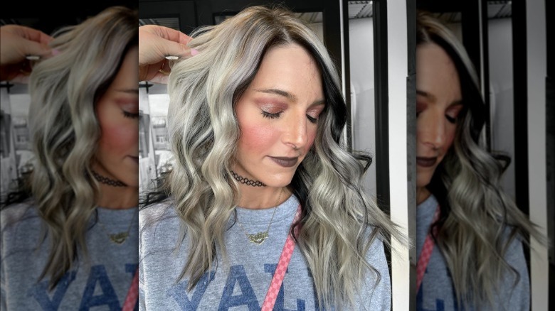 Dark brown money piece blond hair