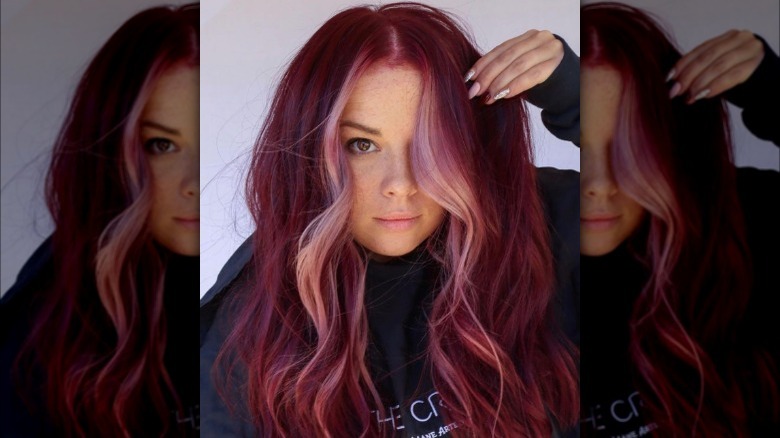 Pink money piece on red hair