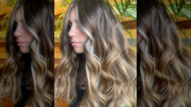 White money piece light brown hair