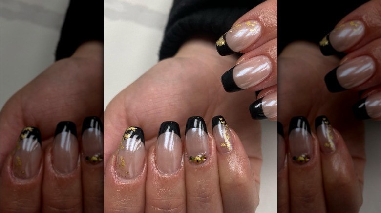 Black and gold nails