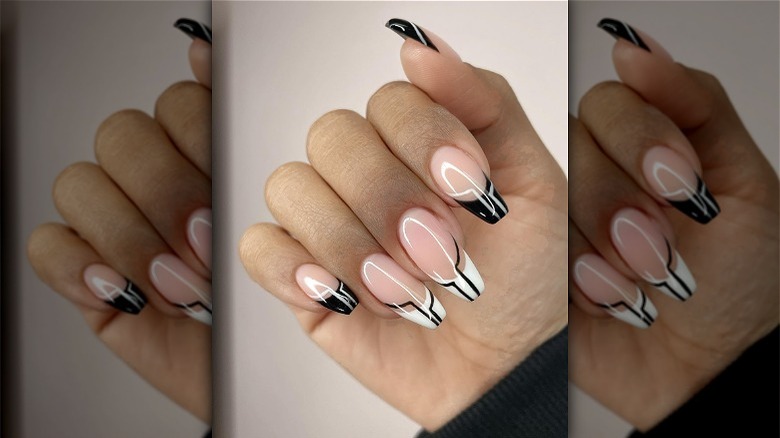 Black and white nails