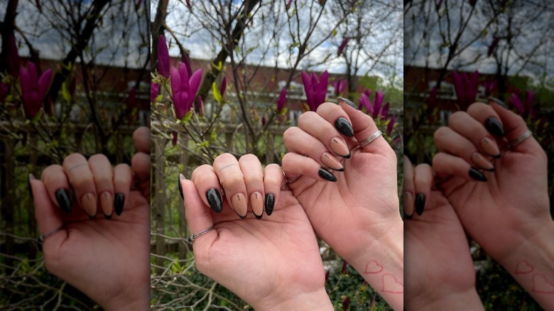 French moon nails with dots