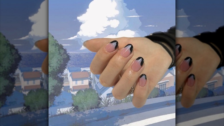 Moon and sky French nails