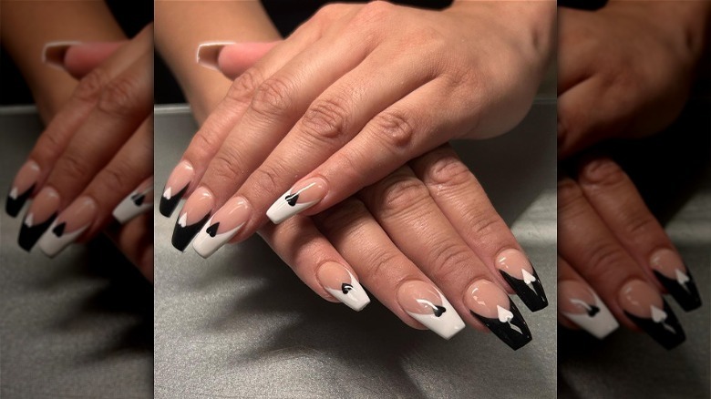 black and white nails