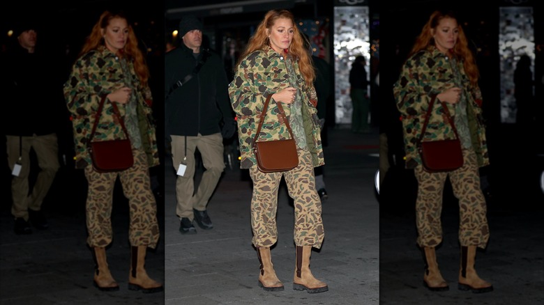 Blake Lively wearing camouflage outfit