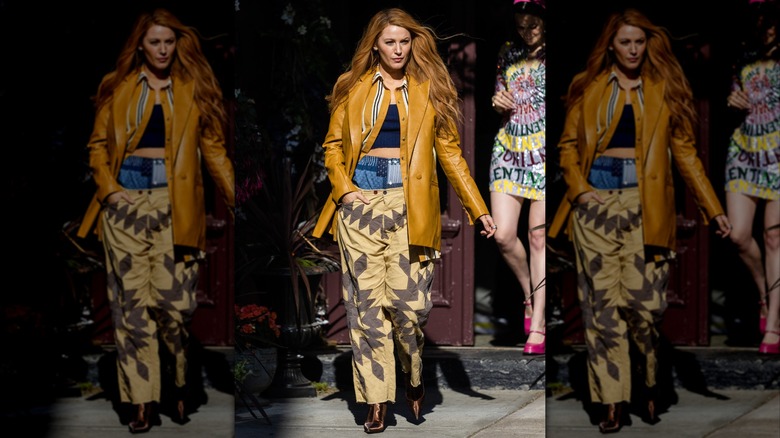 Blake Lively mustard yellow jacket