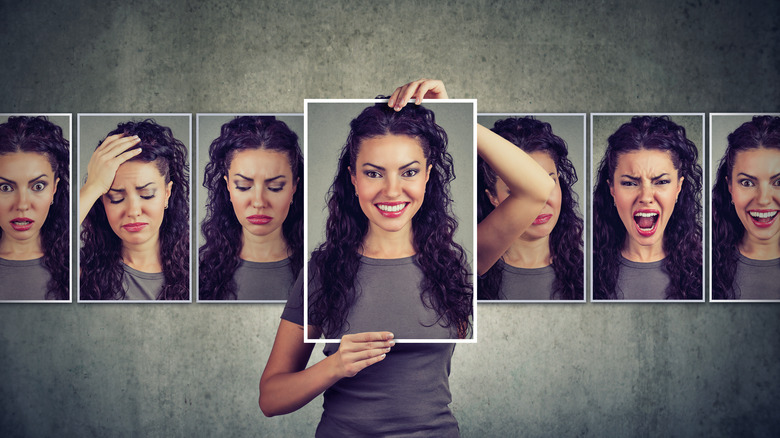 Woman expressing different emotions 