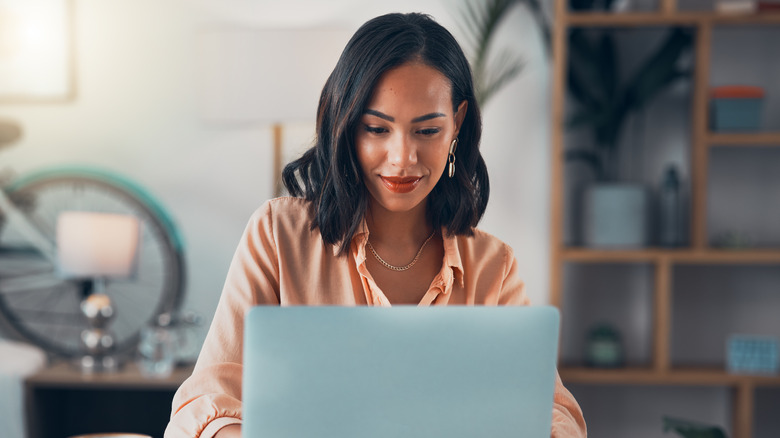 Woman working on laptop 