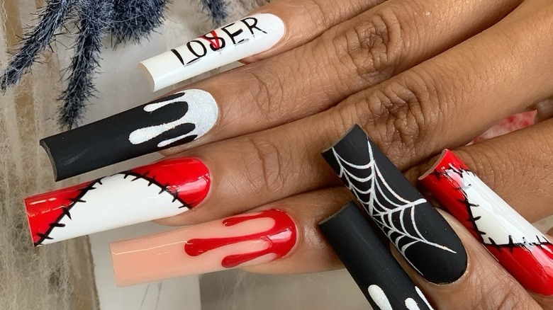 Long halloween nails with apex