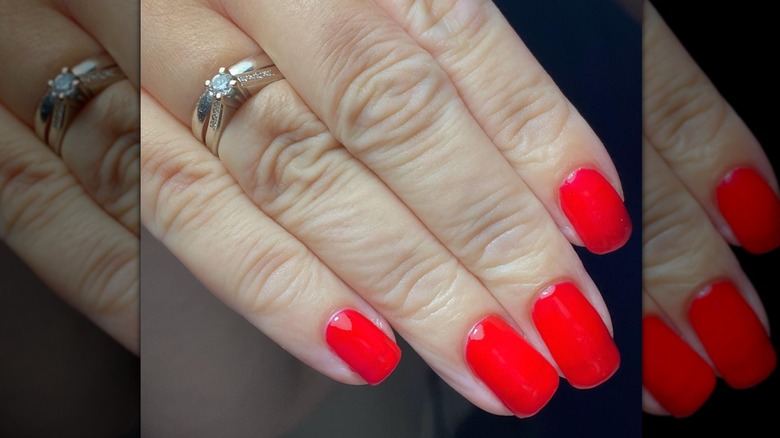 warm red nail polish