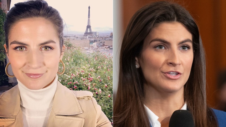 Kaitlan Collins taking a selfie in 2018 vs Kaitlan Collins speaking publically in 2025