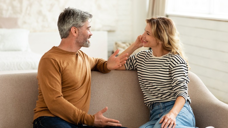 Middle aged couple talking