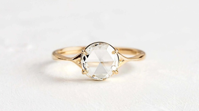 Rose-cut faceted engagement ring