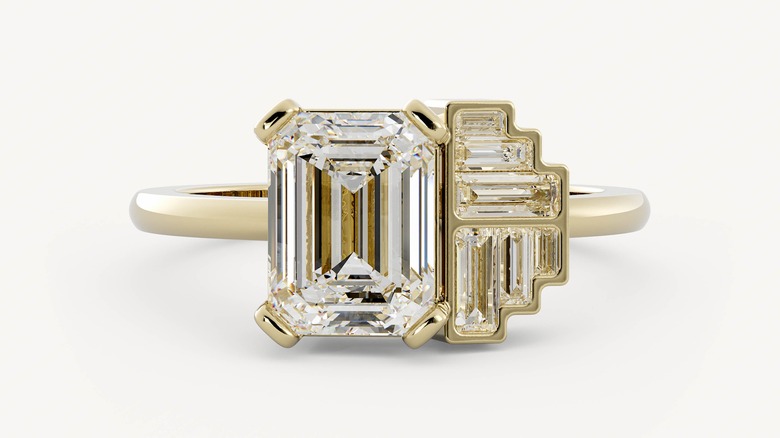 Engagement ring with stacked diamonds