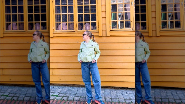 Woman in normcore garb