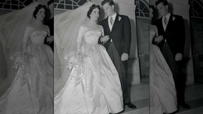 Elizabeth Taylor and Conrad "Nicky" Hilton on their wedding day in 1950