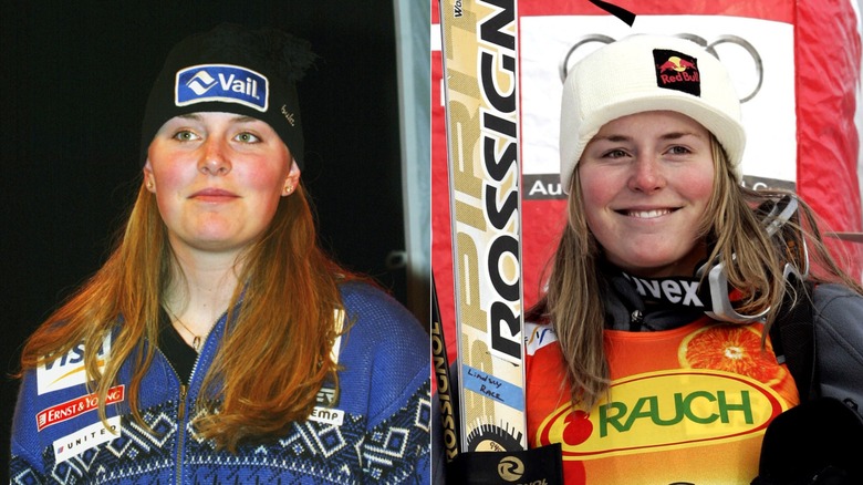 Lindsey Vonn in 2003 and 2005