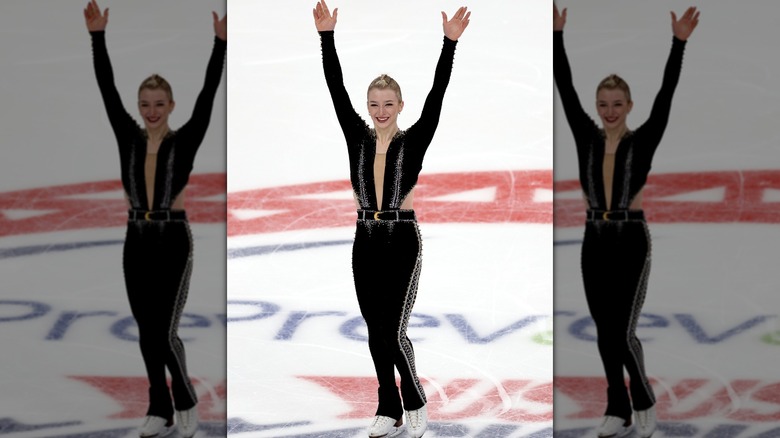 Amber Glenn skates in the WoMen's Short Program during the U.S. Figure Skating Championships at Nationwide Arena on January 25, 2024