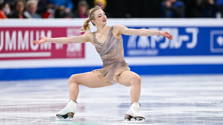 Amber Glenn of the United States of America competes in the Women's Free Program during the ISU World Figure Skating Championships at the Bell Centre on March 22, 2024