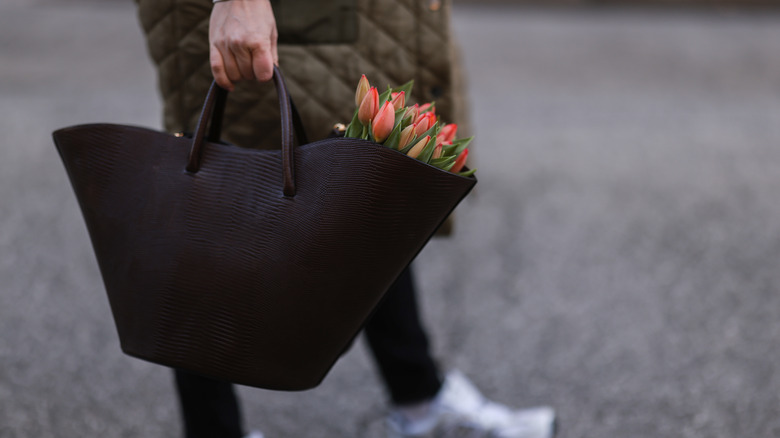 Large curved handbag