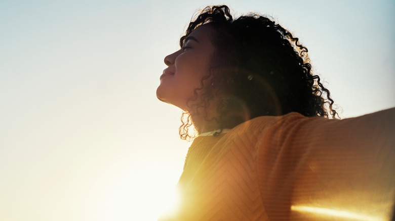 woman basking in wind