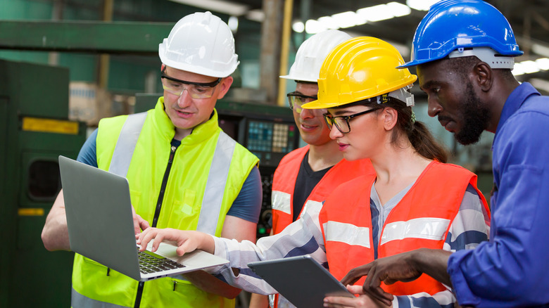 Group in work uniform