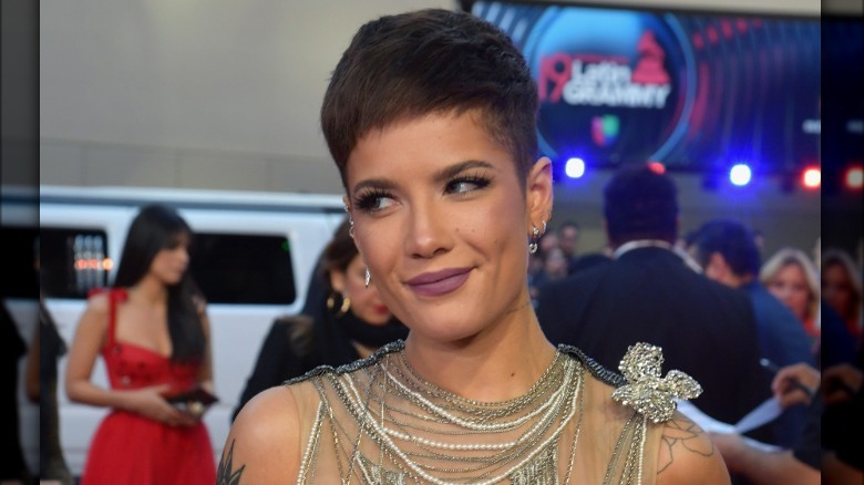 Halsey undercut pixie