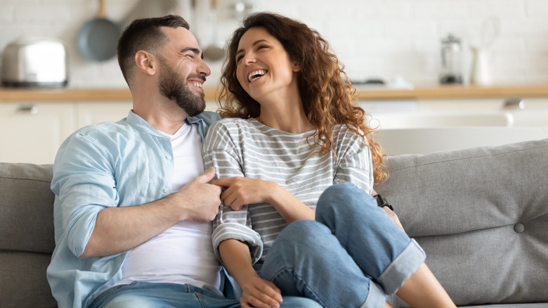 couple cuddling together