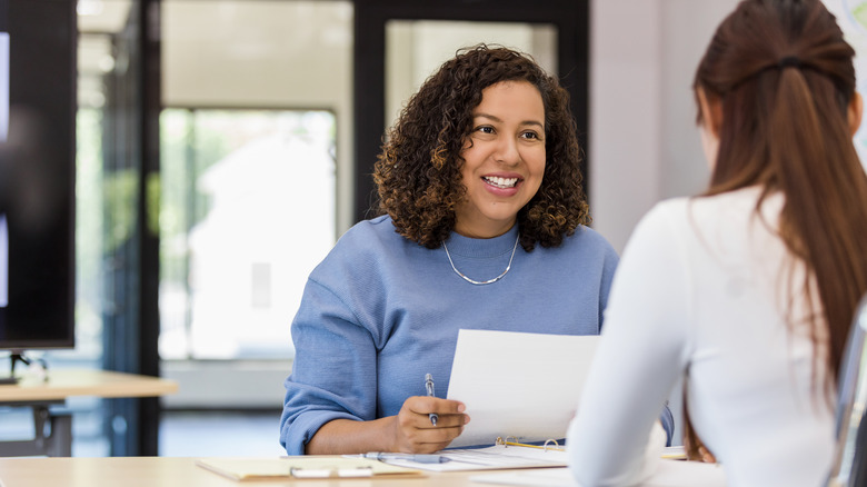 Two women in an interview