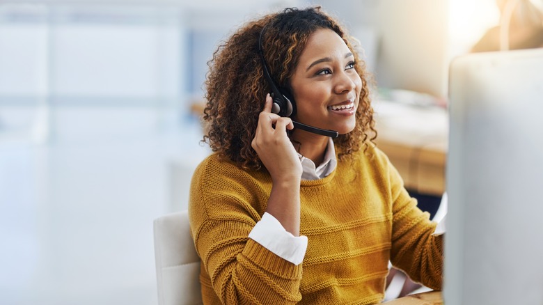 Woman on phone headset