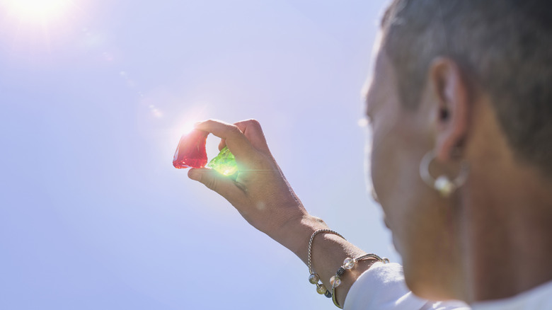 Charging crystals in sunlight